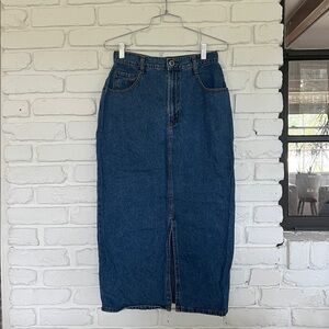 VINTAGE 90s / Y2K Zena Jeans Denim / Jean Midi Skirt with Pockets, Size Small